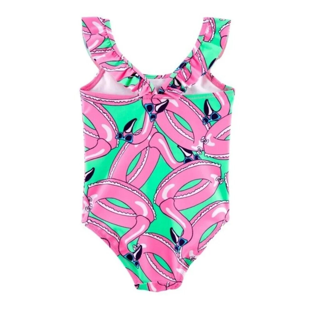 Baby Girl OshKosh B gosh Size 12M Flamingo One-Piece Swimsuit Beach Pool Fun